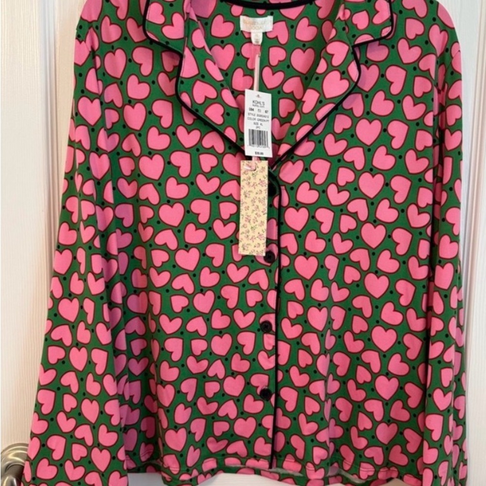 Kohl's Green and Pink Heart Pajama Set - Picture 3 of 6